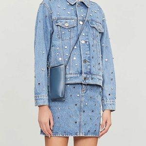 SANDRO
Mirrored Stud-embellished Denim Jacket With matching Mini Skirt
